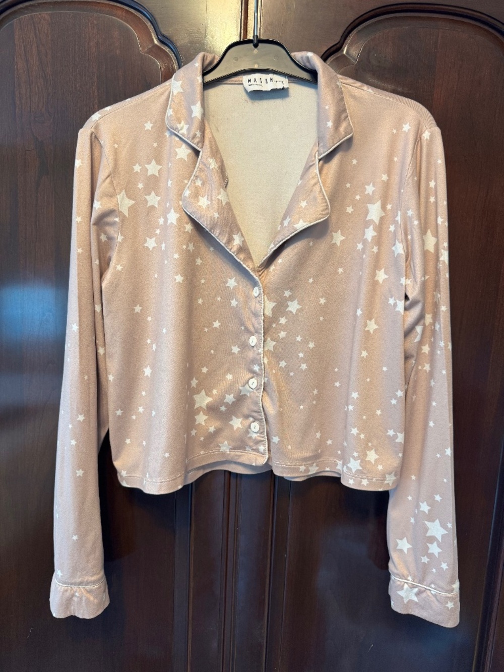 Mason Grey Pajama Set.  Sizes M. Light tan with white stars